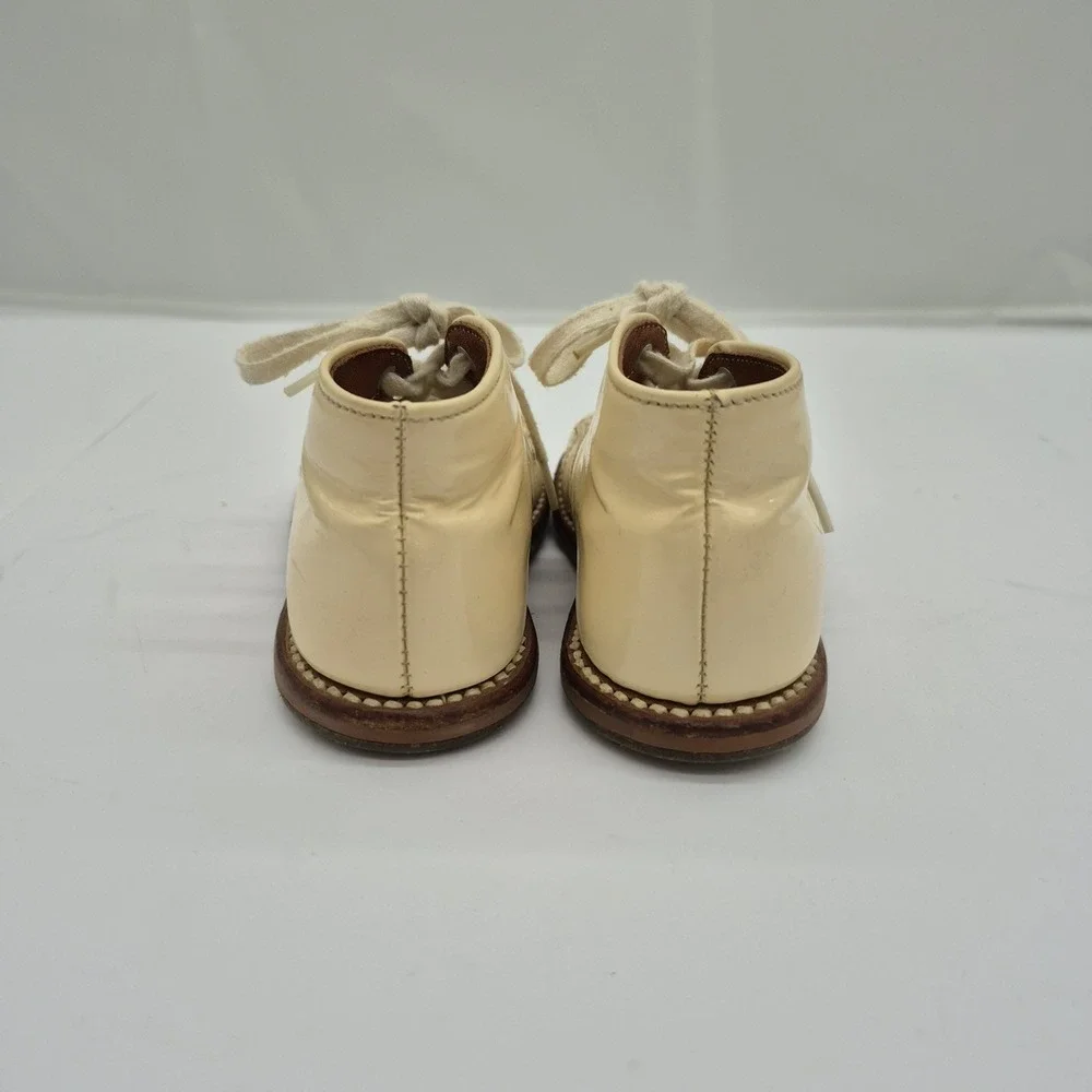 Vintage Buster Brown Baby Infant Shoes Lace Up Antiqued Cream Unisex SIZE 4